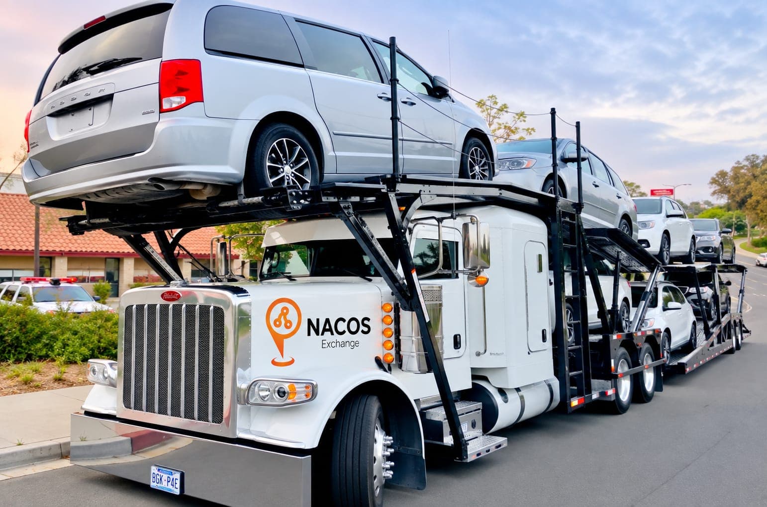 Nacos Exchange car-carrier truck loaded with vehicles